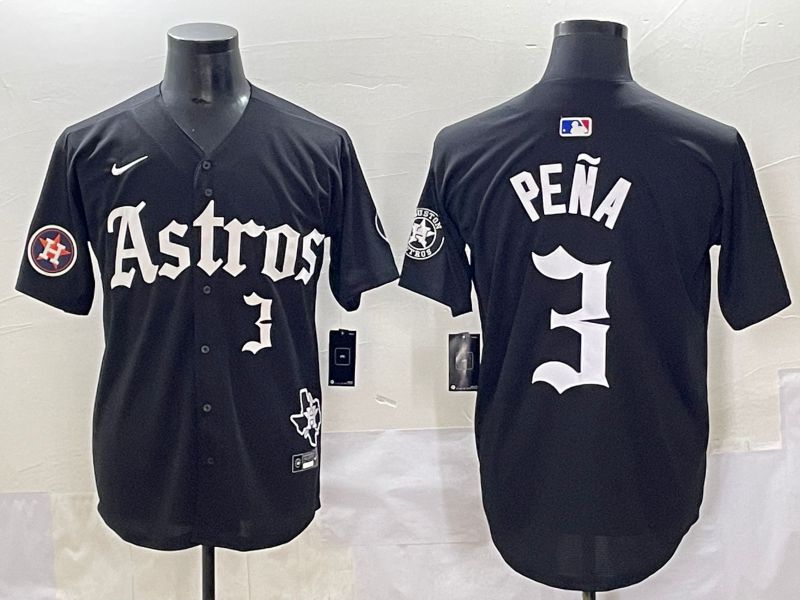 Men 2025 Houston Astros 3 Pena Black Five generations Joint Name Nike MLB Jersey style 17